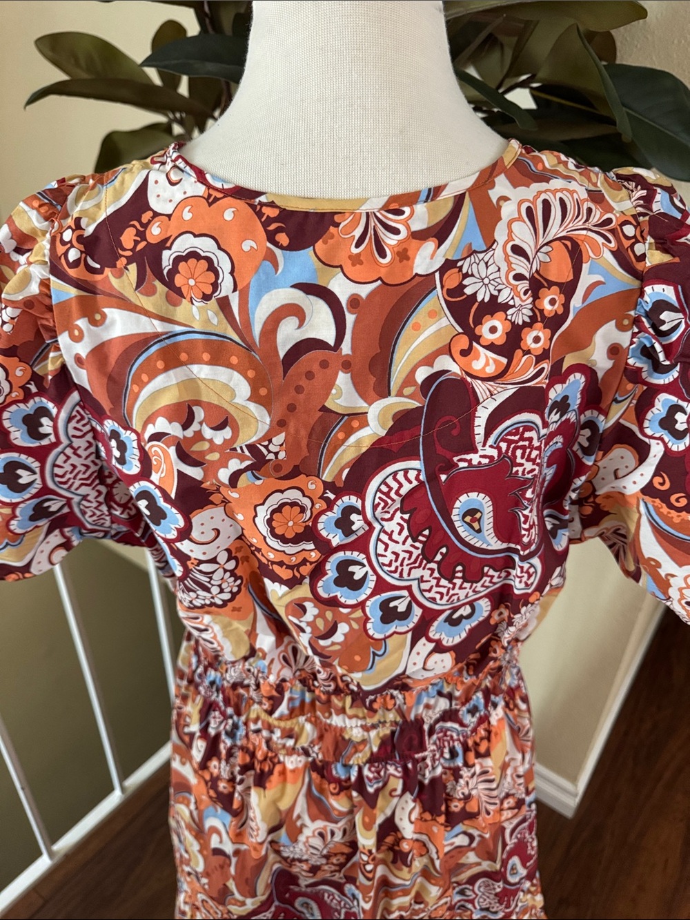 Anthropologie The Summerset Women's Orange Paisley Maxi Dress Size L - Picture 11 of 16